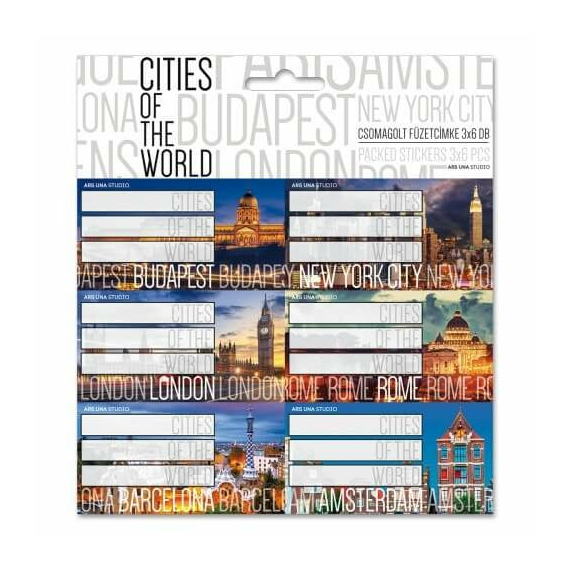 Füzetcímke - 18 db - Cities of the World