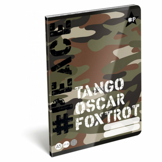 Military füzet A/5 - 32 lap kockás - #Peace Alpha-Tango-Mike